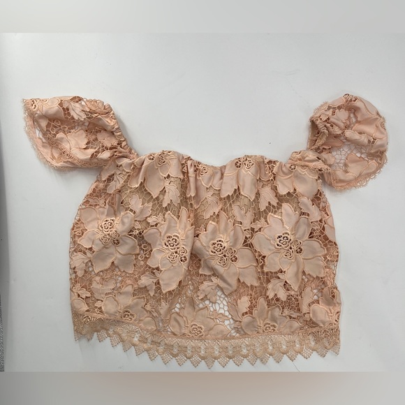 Lover + Friends "Life's a Beach" Lace Crop Top in Papaya - Size XS - Picture 2 of 12